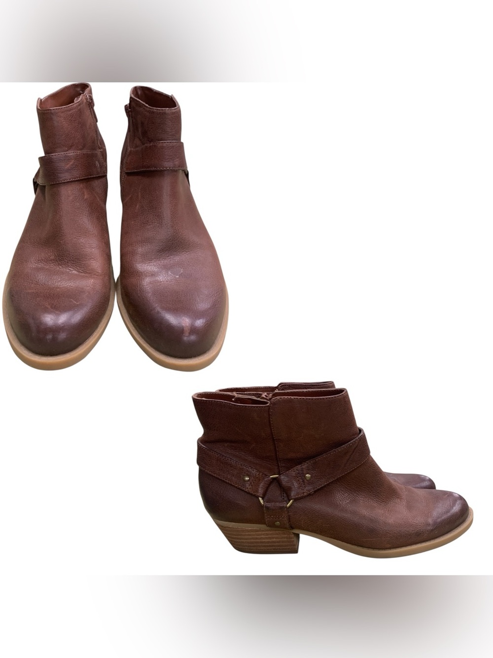 Nine West Brown Leather Ankle Booties with Strap Detail S7
